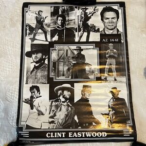 Clint Eastwood 80's Black & White Celebrity Photography Collage Poster 22 x 29